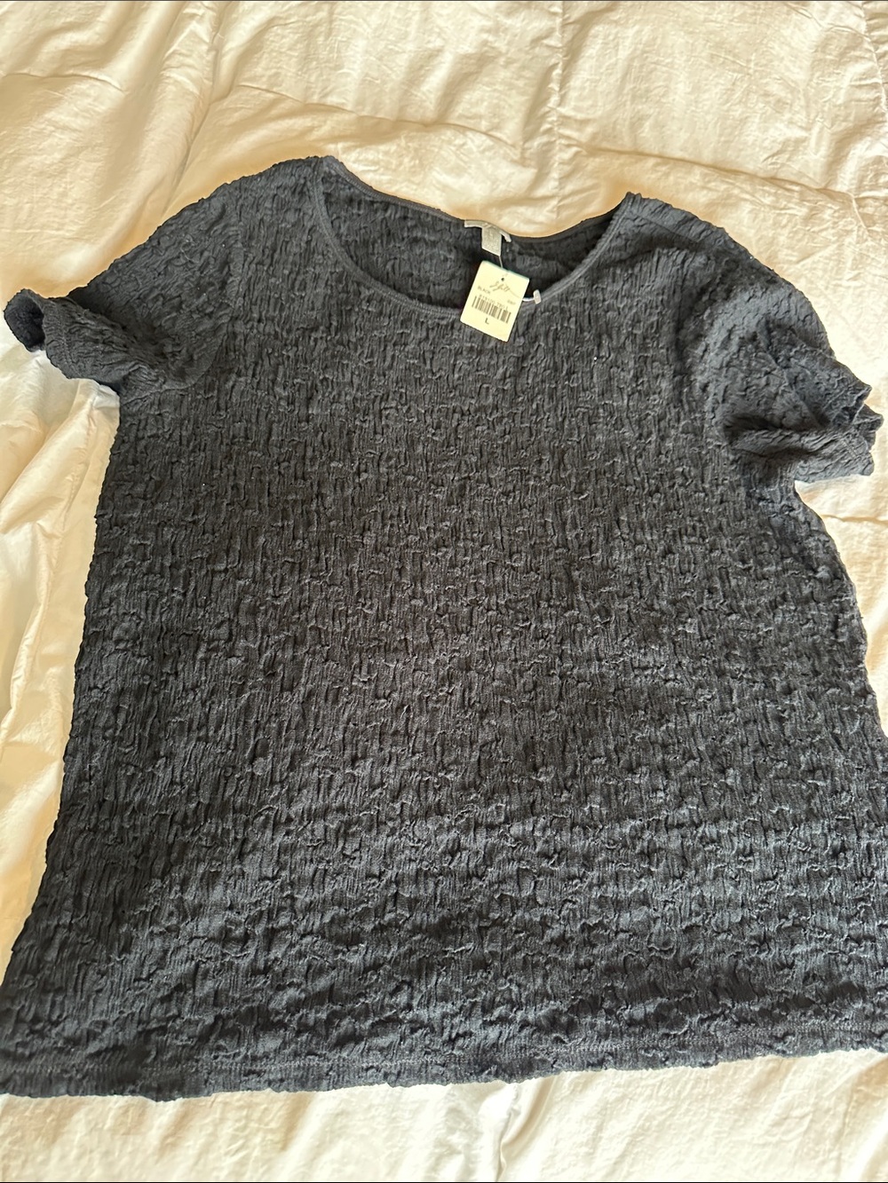 NWT J. Jill Black Crinkle Short-Sleeve Tee - Picture 6 of 6